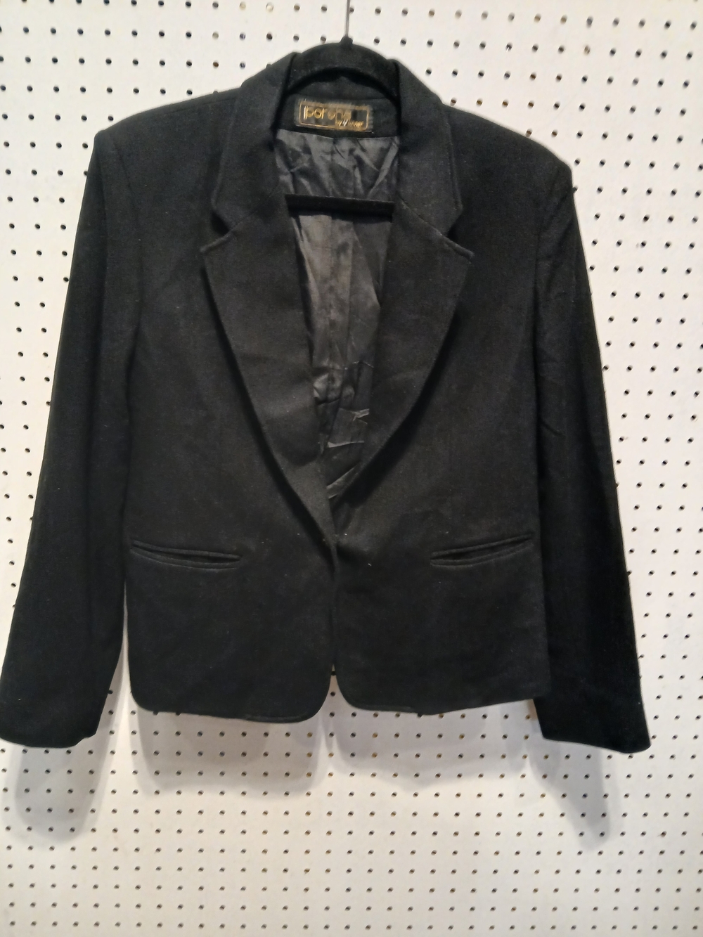Vintage Porsha By Winer Black Wool Single-Button Blazer Jacket View 2